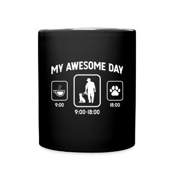 My Awesome Day - Dog Paw - Man with Dog - - Full Colour Mug - black - Front