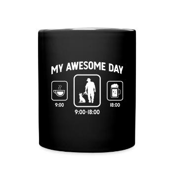 My Awesome Day - Beer - Man with Dog - - Full Colour Mug - black - Front