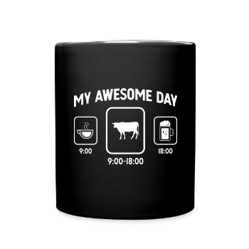 Mein toller Tag - Bier - Kuh - - Tasse einfarbig - Schwarz - Vorne
