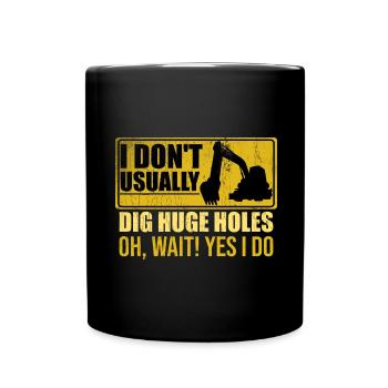 Retro Excavator Slogan Excavator Driver Construction Site - Full Colour Mug - black - Front