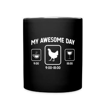 Mein toller Tag - Wein - Henne - - Tasse einfarbig - Schwarz - Vorne