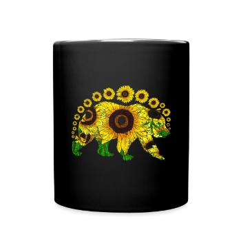 Habitant de la forêt Animal de la forêt Ours de tournesol cadeau - Mug uni - noir - Devant