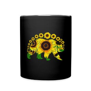 Habitant de la forêt Cadeau animal Ours de tournesol jaune - Mug uni - noir - Devant