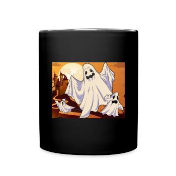Effrayant cadeau d’Halloween Full Moon Ghost - Mug uni - noir - Devant