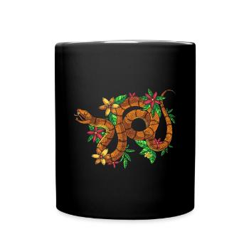 Predator Reptiles Gift Nature Flowers Snake - Full Colour Mug - black - Front