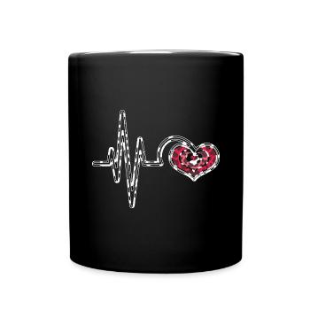 Bauernhof Tier Kuh Geschenk Herzschlag Kuh Muster - Tasse einfarbig - Schwarz - Vorne