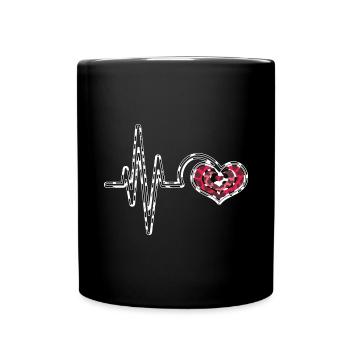 Kuh Muster Herzschlag Bauernhof Tier Geschenk Kuh - Tasse einfarbig - Schwarz - Vorne