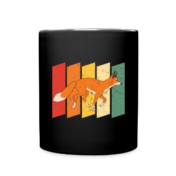 Retro Tierliebhaber Wald Tier Geschenk Natur Fuchs - Tasse einfarbig - Schwarz - Vorne