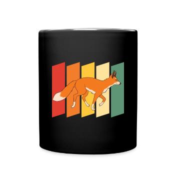 Natur Waldbewohner Wald Tier Geschenk Retro Fuchs - Tasse einfarbig - Schwarz - Vorne
