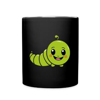 Raupen Insektenliebe Kleine Raupe - Tasse einfarbig - Schwarz - Vorne