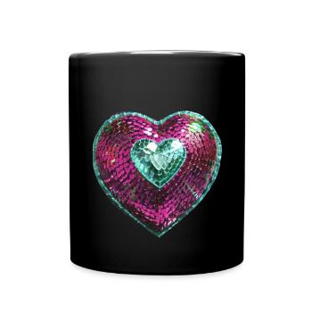Paillettenherz,herz aus pailletten,pink - Tasse einfarbig - Schwarz - Vorne