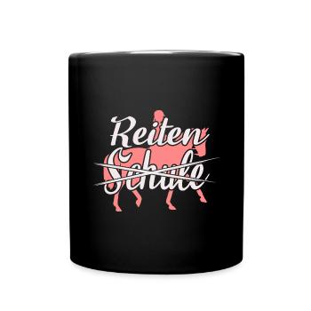 Riding instead of school equestrian gift idea - Full Colour Mug - black - Front