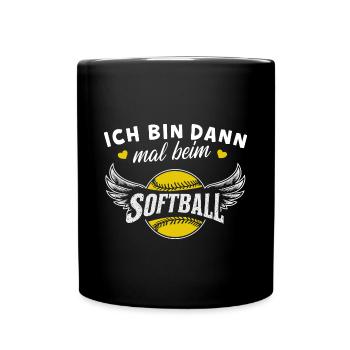 Ich bin dann mal beim Softball-Shirt - Tasse einfarbig - Schwarz - Vorne