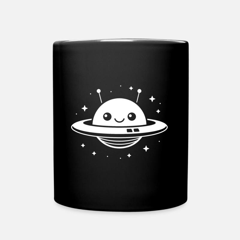 fliegende Untertasse - Tasse einfarbig - Schwarz