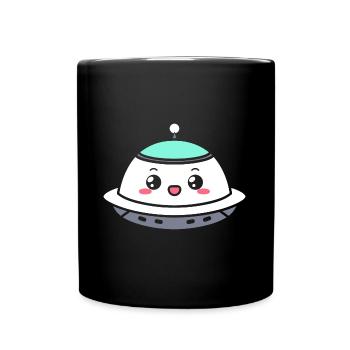fliegende Untertasse - Tasse einfarbig - Schwarz - Vorne