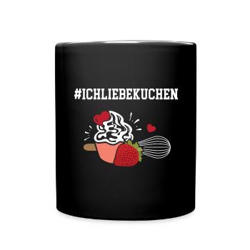 Ich liebe Kuchen Torten Backen Zubehör Konditorin - Tasse einfarbig - Schwarz - Vorne