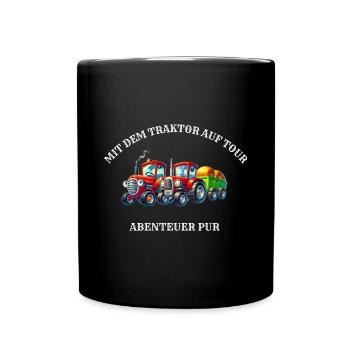Traktor - Abenteuer PUR - Tasse einfarbig - Schwarz - Vorne
