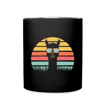 Cooles Alpaka mit Sonnenbrille - Tasse einfarbig - Schwarz - Vorne