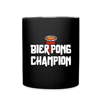 Bier Pong Champion – Geschenk für Trinkspiel-Fans - Tasse einfarbig - Schwarz - Vorne