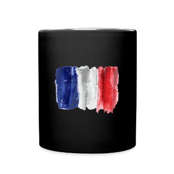 Flagge Frankreichs in Aquarell - Tasse einfarbig - Schwarz - Vorne