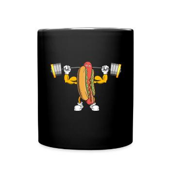 Bodybuilding Hot Dog Fitness Workout Gym - Full Colour Mug - black - Front