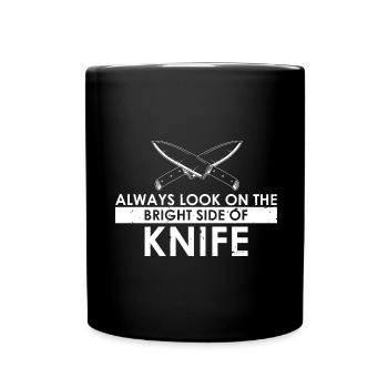 Leben ist besser mit Messer Messersammler - Tasse einfarbig - Schwarz - Vorne
