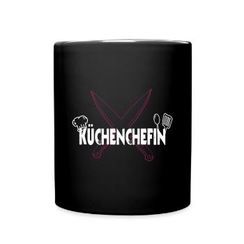 Küchenchefin- Koch kochen Küche Frauen Spruch - Tasse einfarbig - Schwarz - Vorne