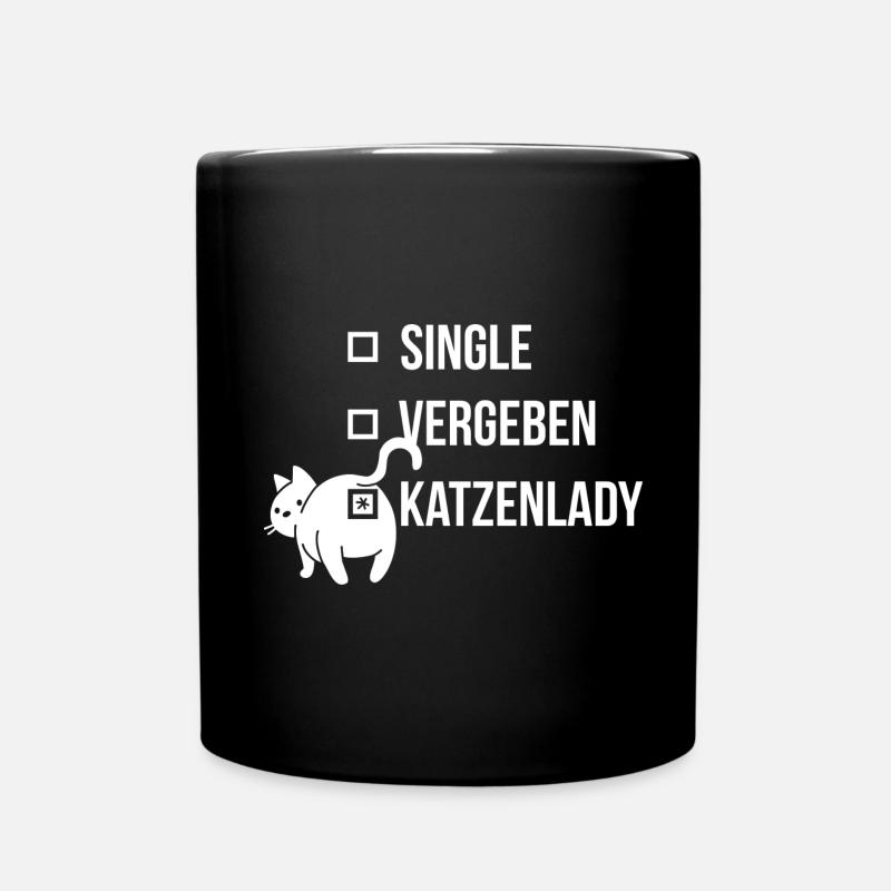 Crazy Cat Lady T-Shirt Single Vergeben - Tasse einfarbig - Schwarz