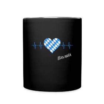 Bayern Herzschlag Herz für Bayern Oida Bavaria - Tasse einfarbig - Schwarz - Vorne