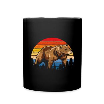 Retro Bär - Tasse einfarbig - Schwarz - Vorne