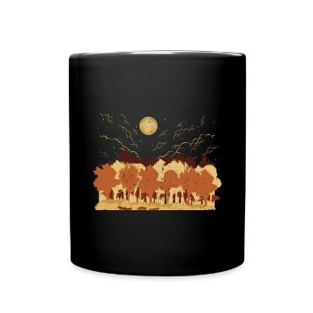 Autumn Landscape Forest Trees Full Moon Nature - Full Colour Mug - black - Front
