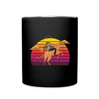 Retro Texas Rodeo Gift Sunset Cowboy - Full Colour Mug - black - Front