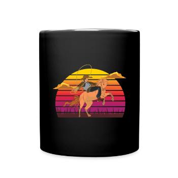Texan Rodeo Texas Horse Gift Retro Cowboy - Full Colour Mug - black - Front