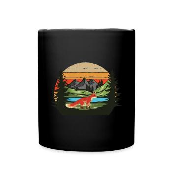 Waldbewohner Wald Tier Berge Geschenk Retro Fuchs - Tasse einfarbig - Schwarz - Vorne