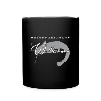 Sternzeichen Wallermann lustiger Wallerspruch Wels - Tasse einfarbig - Schwarz - Vorne