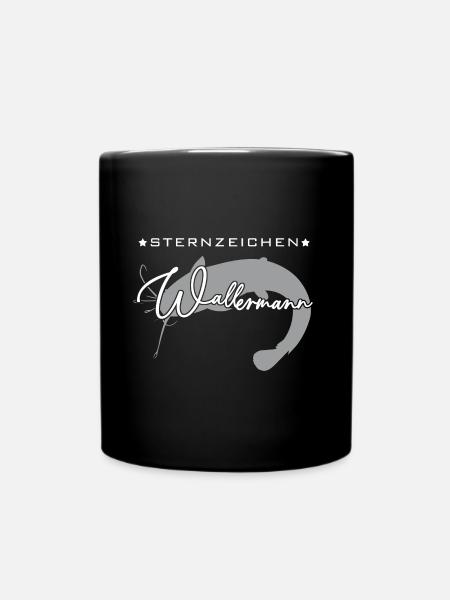 Sternzeichen Wallermann lustiger Wallerspruch Wels - Tasse einfarbig - Schwarz