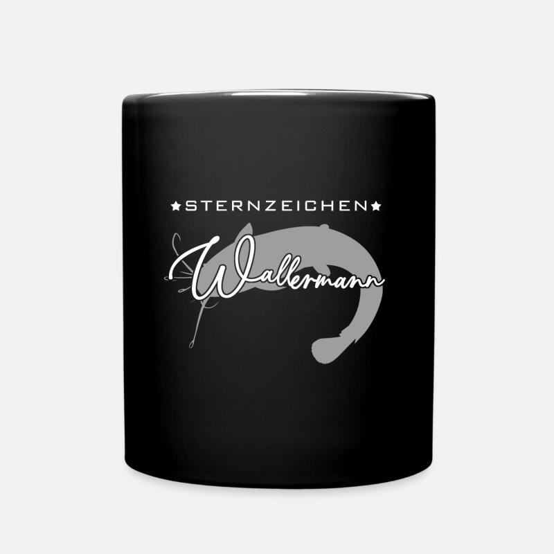 Sternzeichen Wallermann lustiger Wallerspruch Wels - Tasse einfarbig - Schwarz