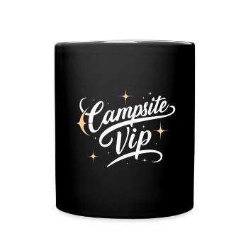Campsite VIP Camping Camper Zelten Wandern Lustig - Tasse einfarbig - Schwarz - Vorne