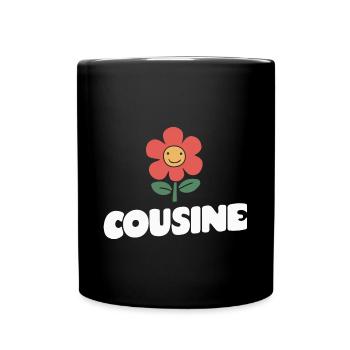Cousine Blume Retro Unikat Vintage Charme - Tasse einfarbig - Schwarz - Vorne