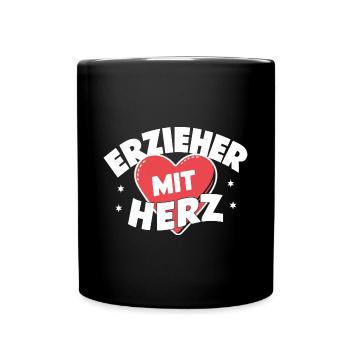 ErzieherHerz Dankeschön Anerkennung Liebe Beruf - Tasse einfarbig - Schwarz - Vorne