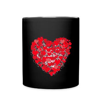 Herz, rote Herzen, rot, liebe - Tasse einfarbig - Schwarz - Vorne