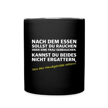Nach dem Essen sollst du rauchen | lustige Sprüche - Tasse einfarbig - Schwarz - Vorne