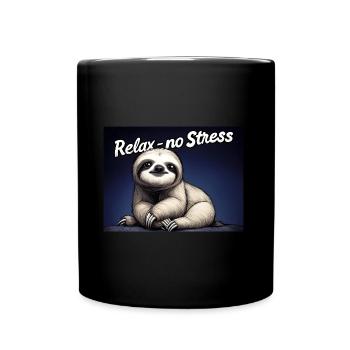 Cute Sloth Relax - No Stress - Full Colour Mug - black - Front
