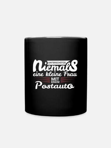 Postauto kleine Frau - Tasse einfarbig - Schwarz