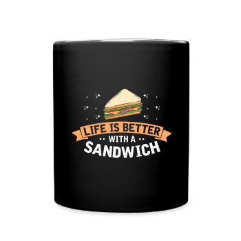 Life is Better with Sandwich Food BBQ - Full Colour Mug - black - Front