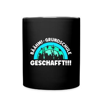 Bäähm, Grundschule geschafft, Schulkind, 4. Klasse - Tasse einfarbig - Schwarz - Vorne