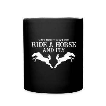 Voltigieren Design und Voltigieren Pferde Designs - Tasse einfarbig - Schwarz - Vorne
