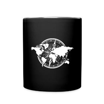 Globe Map Compass Travel Gift World Map - Full Colour Mug - black - Front