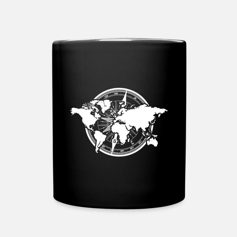 Globe Map Compass Travel Gift Carte du monde - Mug uni - noir
