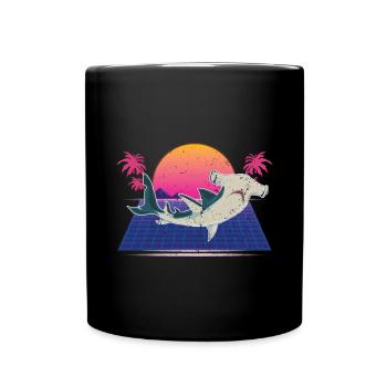 Requin Cadeau Rétro Vaporwave Requin Marteau Années 90 - Mug uni - noir - Devant